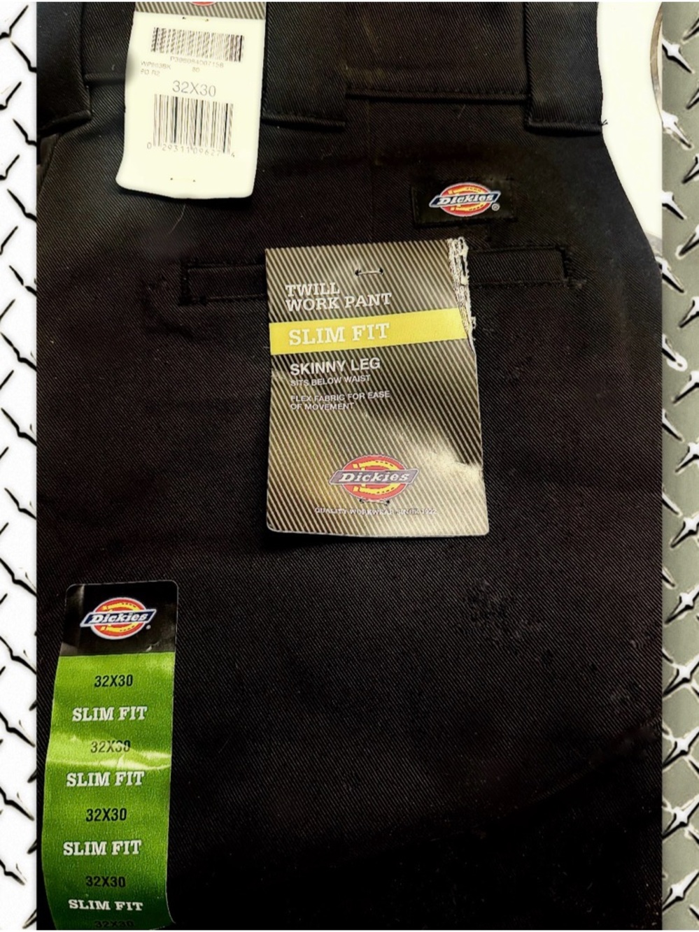 Dickies Men's Slim Fit Skinny Leg Teill Work Pants in Black - Picture 6 of 6